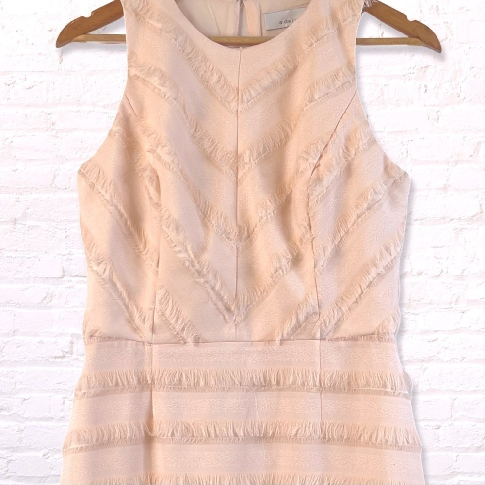 Adelyne Rae Blush PInk Eyelesh Fringe Mini Dress with Flounced Skirt Medium - Picture 5 of 9